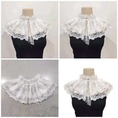 Colletto Ruffled Vittoriano Camicetta da Ragazza Rinascimentale Trasparente Colletto Revers Sciarpa Revers Decorativo per Dama Cosplay Medievale