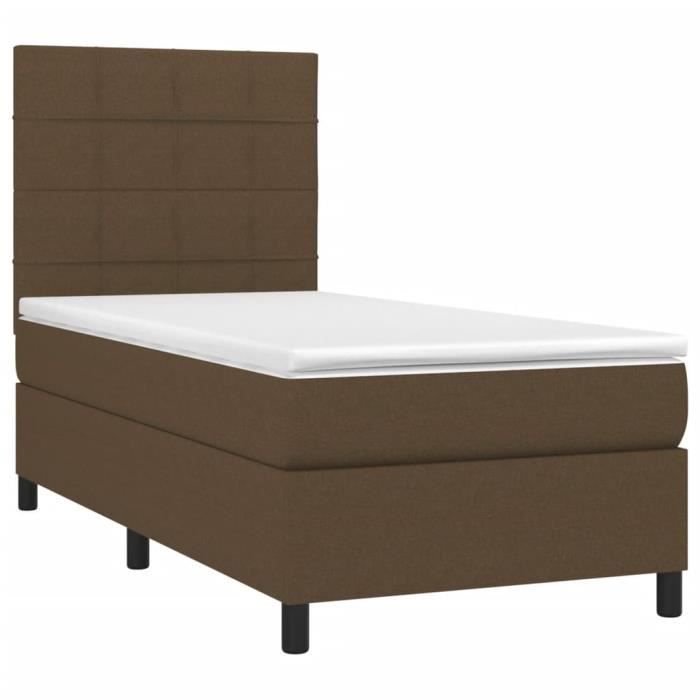 3141756 vidaXL Lit à sommier tapissier avec matelas Marron foncé 100x200 cm