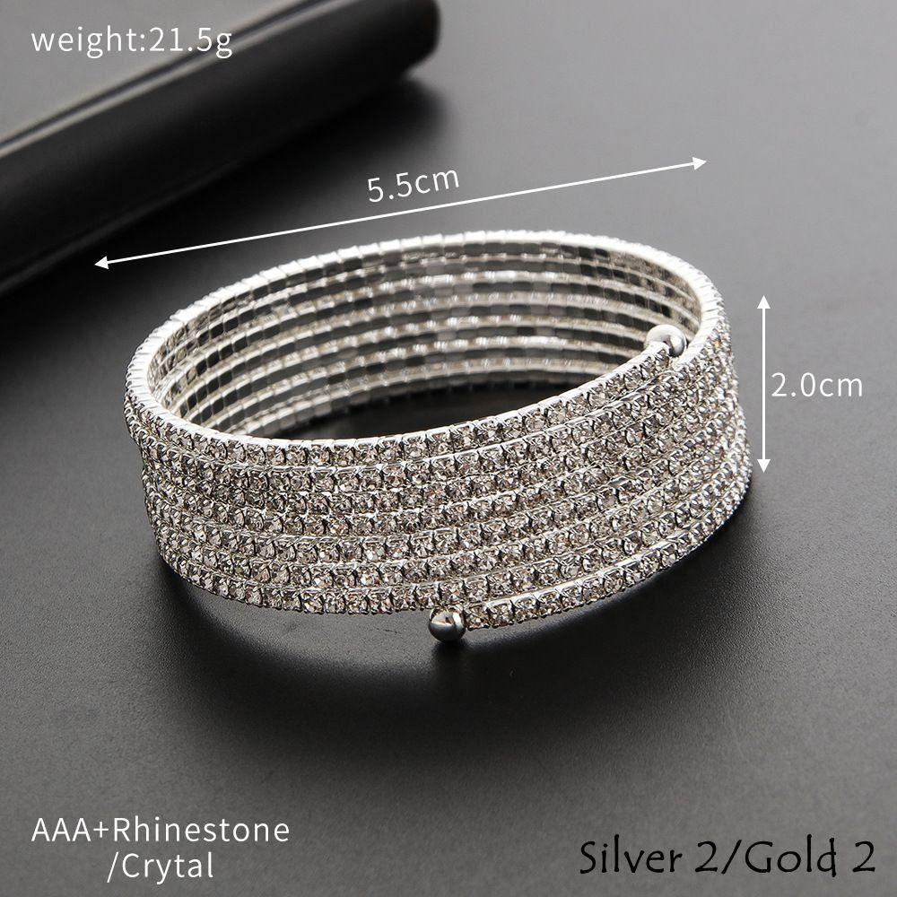 Rhinestone Upper Arm Bracelet Gold Color Full Shiny Rhinestone Bangles  Jewelry Accessories