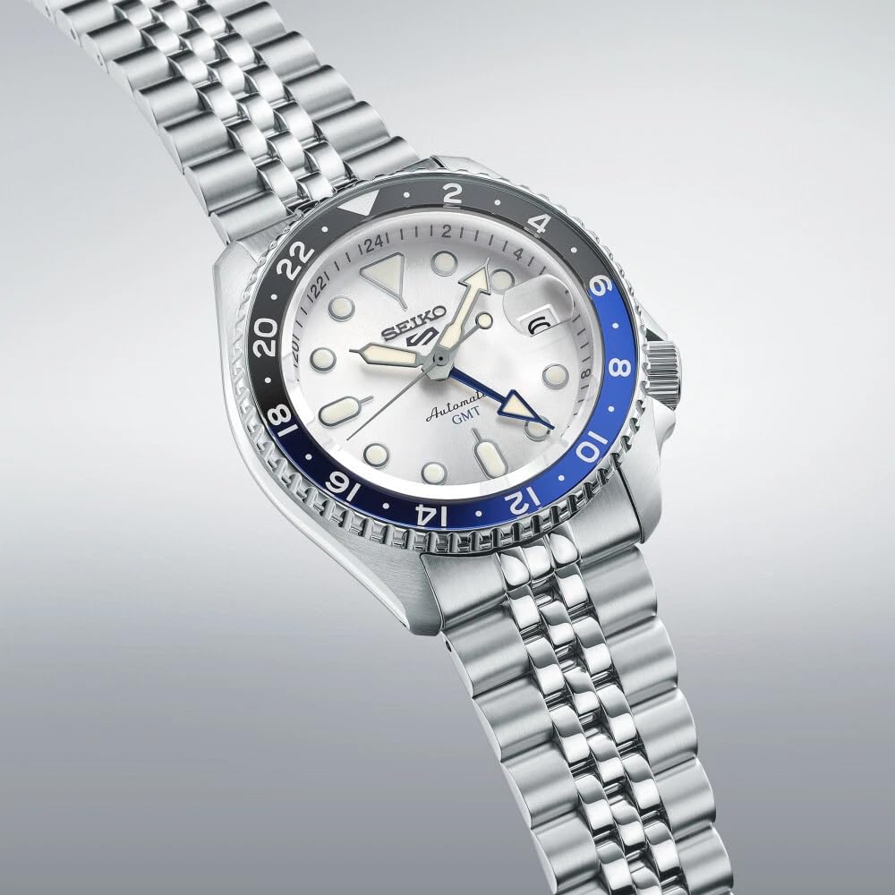 Seiko 5 Sports SKX GMT Watch SSK033K1 Sky Blue Silver Cloud