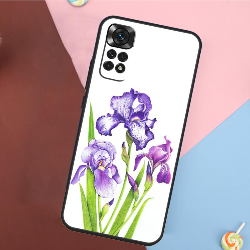Blue Iris Flower Case For Xiaomi Redmi Note 11 Pro 11S 8 9 12 10 Pro 10S 9S Redmi 9 10 12C 9C 10C Back Cover
