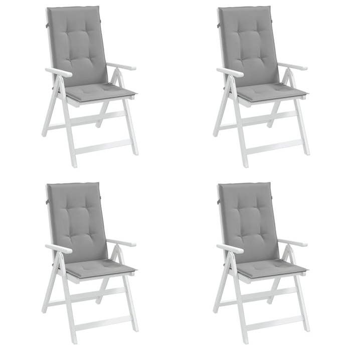 VidaXL Coussins de chaise de jardin à dossier haut lot de 4 gris tissu 43180
