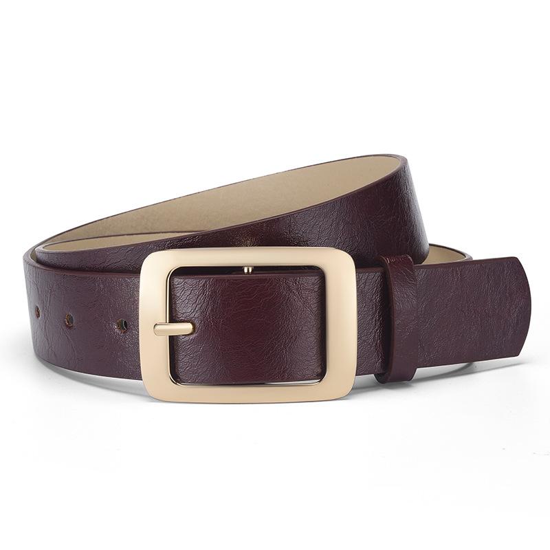 Simple Metallic Gold Pin Buckle Belt For Women Fashion Casual Jeans Accessories Girdle Goth Retro Pu Leather White Waistband