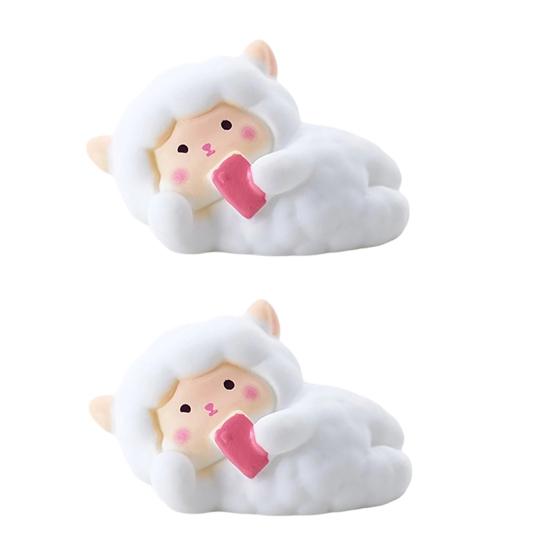 

2Pcs Mini Resin White Miniature Sheep Figurines Tiny Resin Sheeps Figures Small Animals Lamb Figurine for Desk, Car Accessories D
