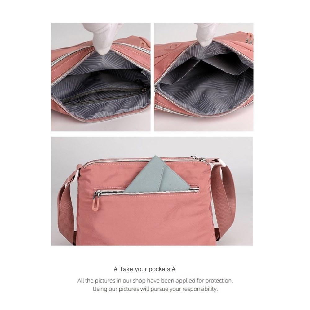 Women Multi Pocket Large Capacity Nylon Crossbody Bag with Adjustable Strap for Daily Commute