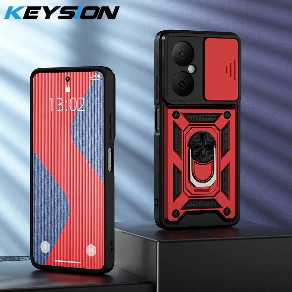 

KEYSION Shockproof Case for Huawei nova Y73 Silicone+PC Slide Camera Lens Protection Ring Stand Phone Cover for Huawei nova Y73 for Huawei nova Y73 красный