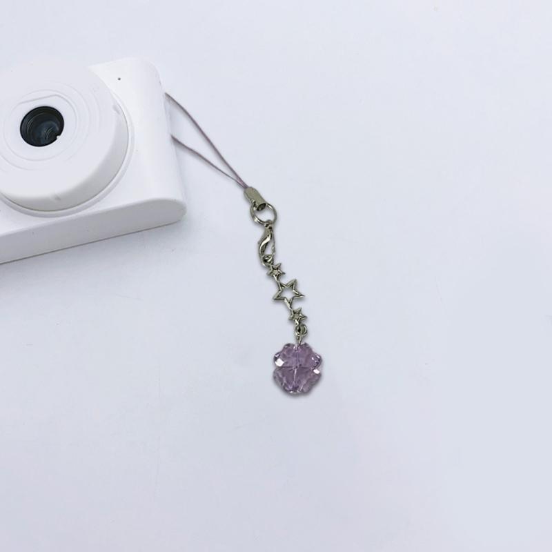 Cute Crystal Clovers Charm Phone Chain Elegant Crystal Four Leaf Clovers Phone Strap Accessory Versatile Phone Lanyard