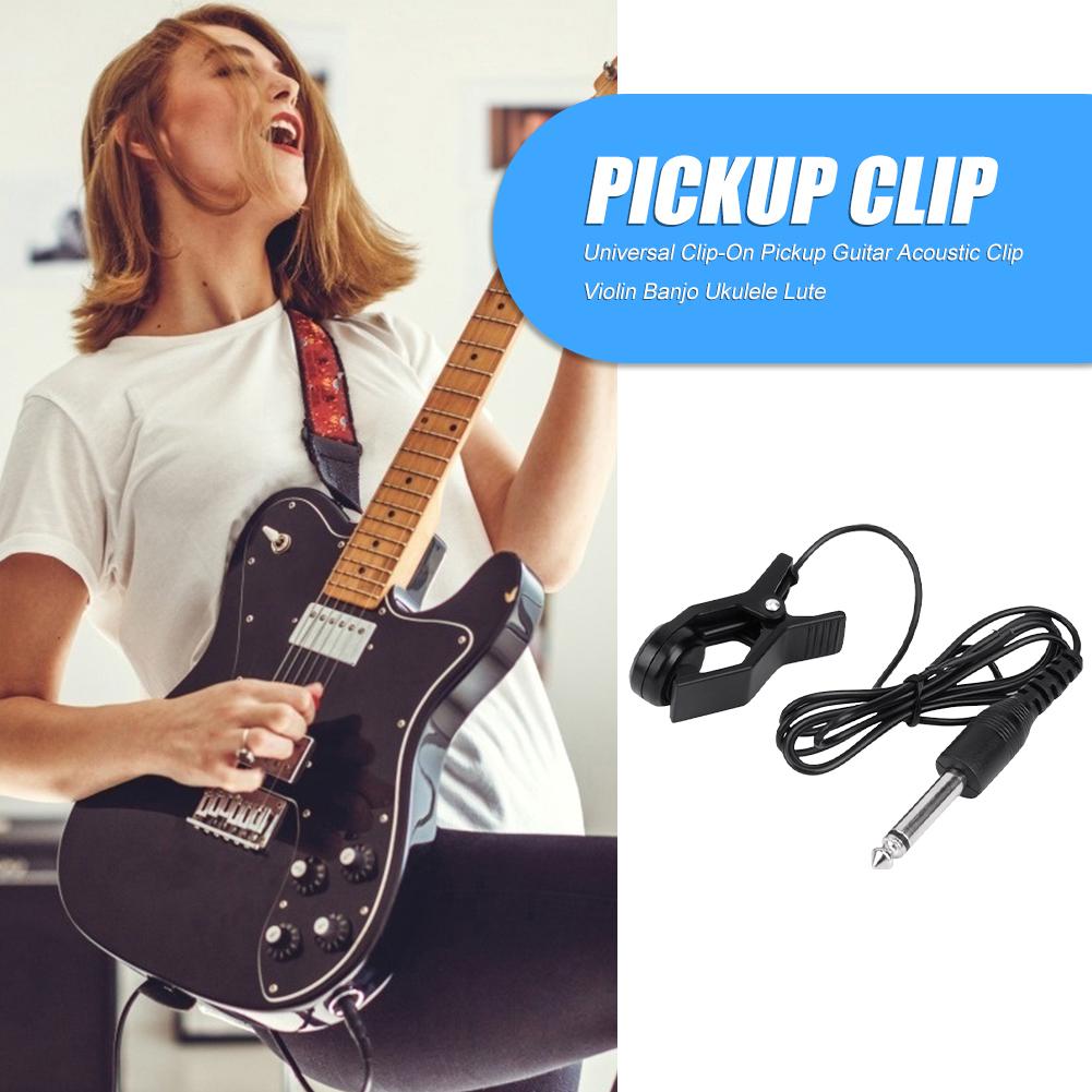 Clip On Pickup Professional Guitar Pickup 6.35mm Guitar Pickup Tuner Amplifier 0.9m Connection Cable Guitar Accessories