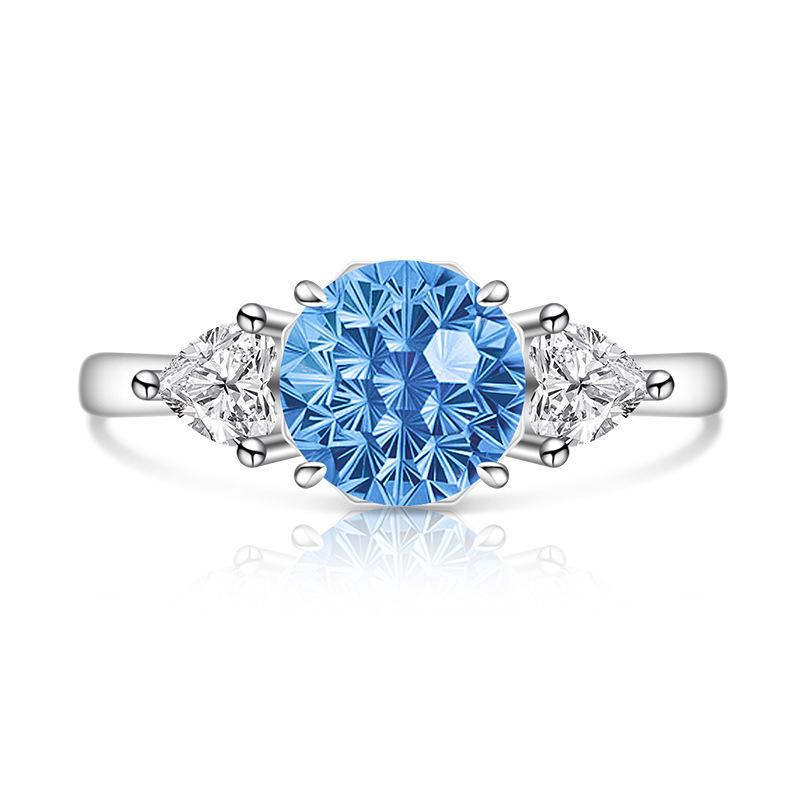 Colored Gem Fireworks High Carbon Diamond Women's Birthday Stone Ring