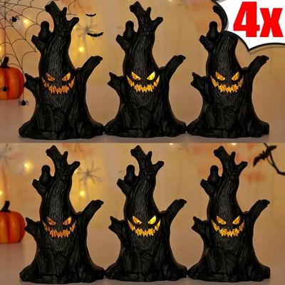 4/1PCS Horror Ghost Tree Lights Halloween Black Glow LED Candle Lamp for Kids Gift Halloween Party Atmosphere Decoration Props