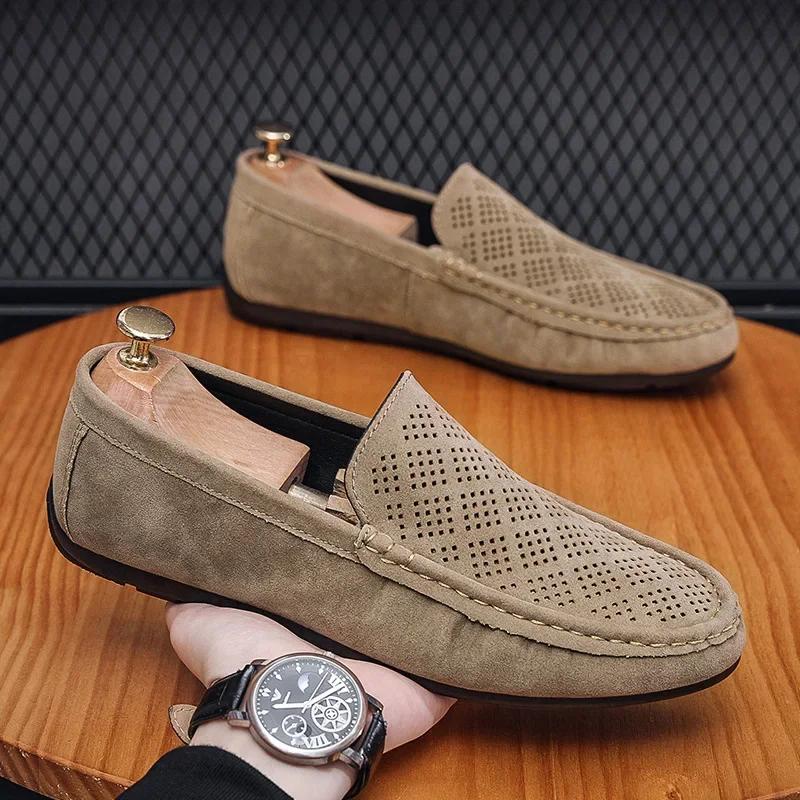 Doudou Shoes Men's Breathable Hollow Casual Men's Shoes 2025 Summer New Loafers Men Business Shoes Designer Loafers Hombre