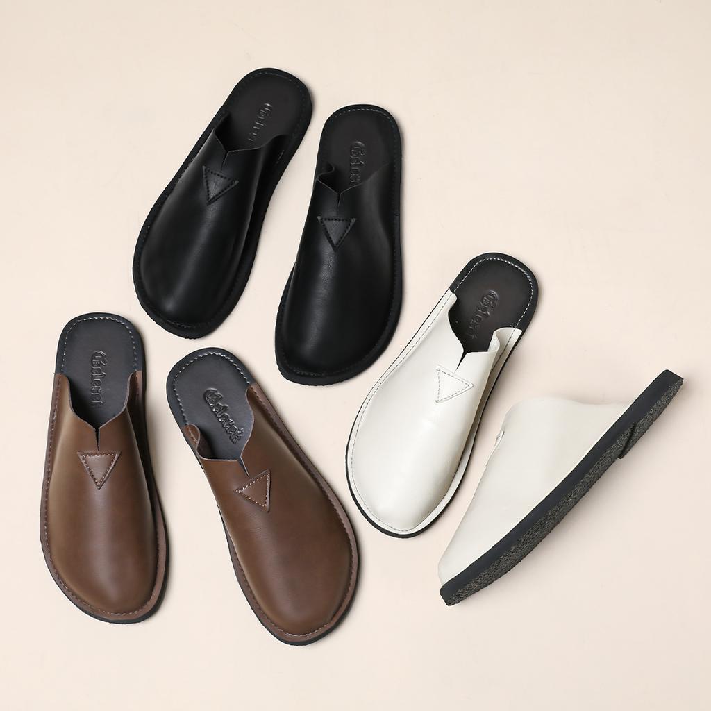 Fashion 2025 New Slip on Casual Shoes Summer Men's Sandals Outdoor Beach Leather Slippers Open-toe Flats All-match Men's Muller Shoes