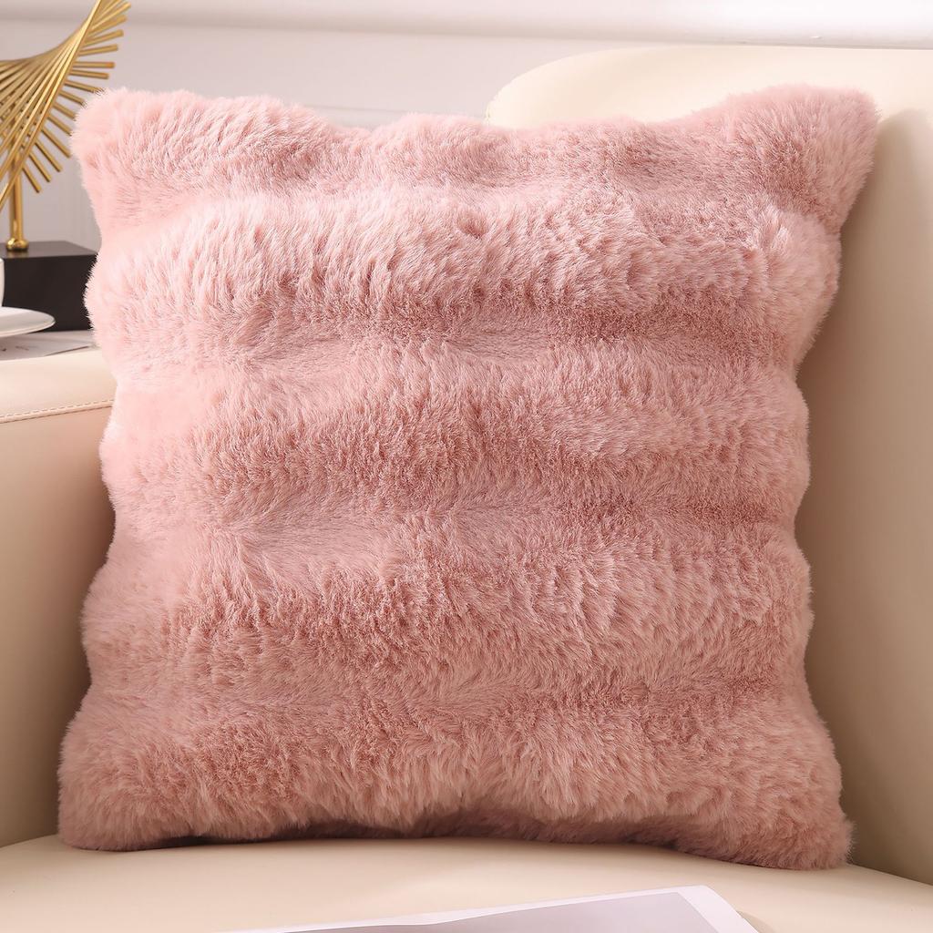 2pcs Plush Faux Rabbit Fur Pillowcases - Soft, Zippered, Machine Washable for Sofa Living Room Decor, Ideal for Office and Holiday Party Enhancements