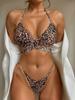 Costume da bagno da donna Stampa leopardata Sexy Schiena scoperta Bikini Set spezzato Abbigliamento da spiaggia Costumi da bagno