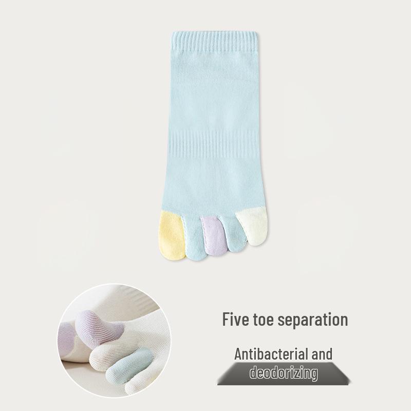 Women's Five-Toe Summer Socks - Candy Color, Sweat-Absorbing, Anti-Odor, Thin Split-Toe Design for Spring and Autumn.
