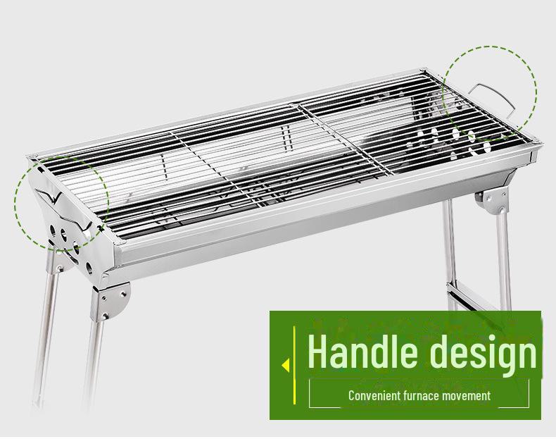Velký přenosný bezdýmný skládací gril na dřevěné uhlí pro venkovní grilování