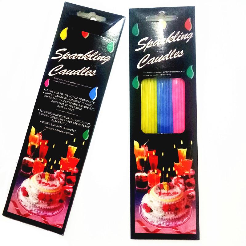 

Colorful Slender Baking Cake Decorative Small Candles Macaron Color Glitter Creative Atmosphere Birthday Candles Black Box