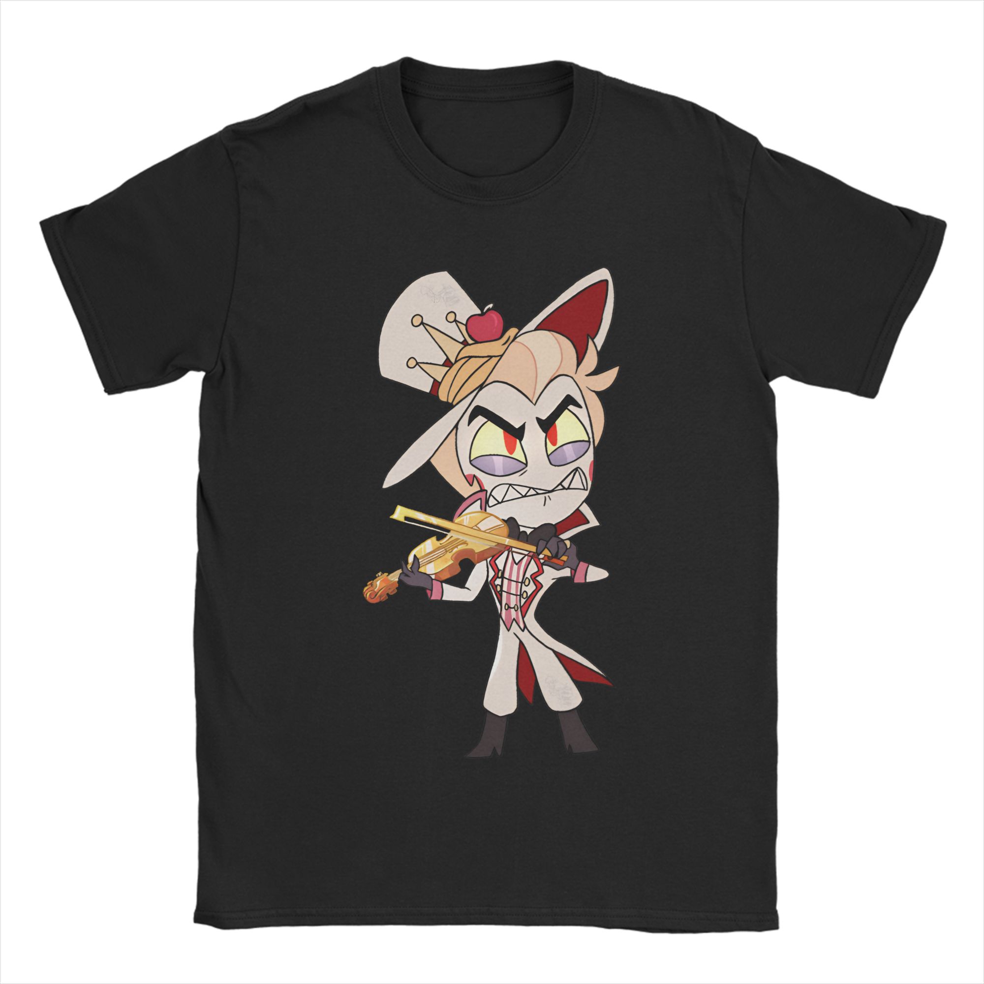 

Vintage Hazbin Hotels Lucifer T-Shirts for Men Round Collar 100% Cotton T Shirt Alastor Vox Short Sleeve Tees Plus Size Tops 4XL