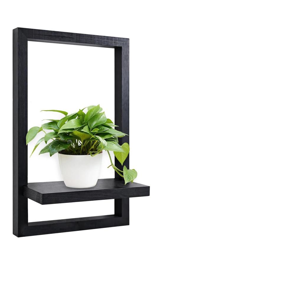 1 Piece Black Floating Shelf, Black Wooden Wall-Mounted Storage Shelf, Nordic Style Living Room Decorative Background Wall Shelf, Solid Wood Storage