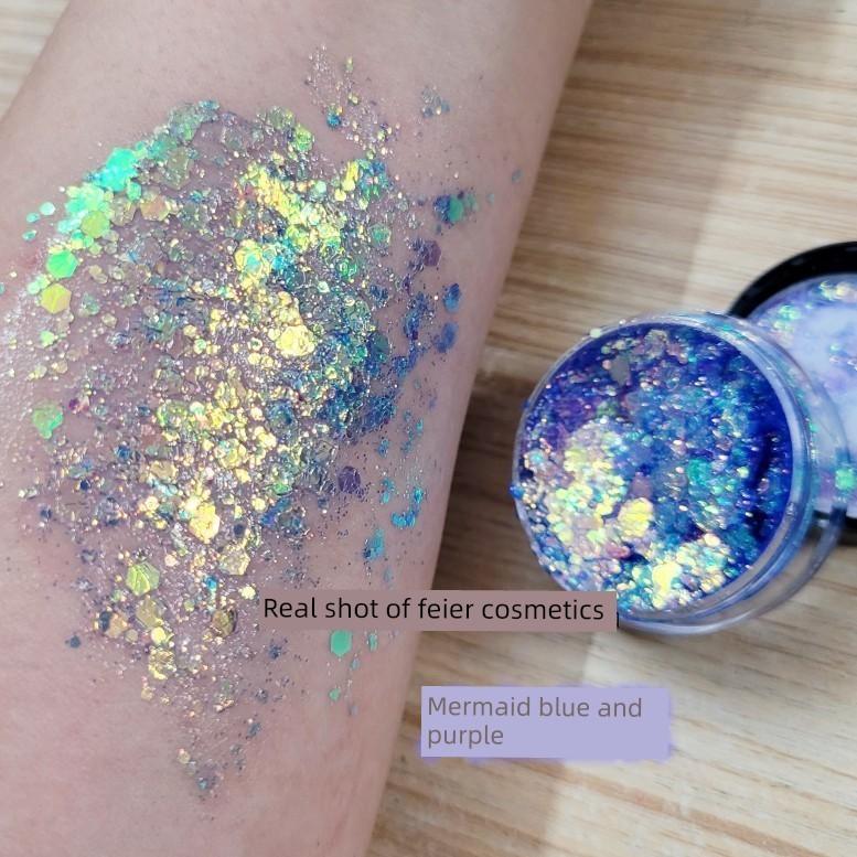 Stage Makeup, Eye Shadow, Glitter, Sequins, Stars, Glue-Free Face and Hair Makeup, Children's Day Cosmetics, Performance Makeup