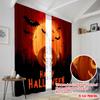2pcs,2D Plane Printing Print Curtains A Variety of Halloween Pumpkin Durable 100% Polyester Fabric (without Rod) Decorations For