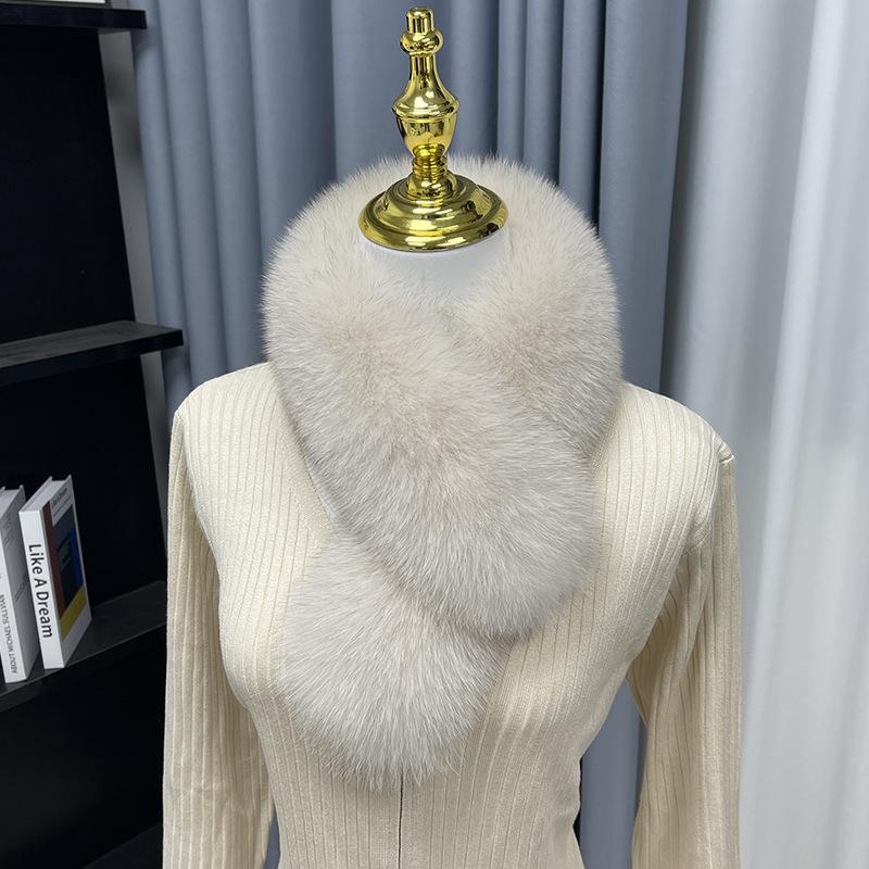 

Шарф из меха лисы премиум-класса Зимний с двухсторонним мехом Шарф из меха плюша Воротник из натурального меха Детский стиль Шарф 70cm