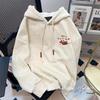Korean Style Embroidered Dog Hoodie for Women - Cute, Retro, Age-Reducing, Plus Velvet, Autumn/Winter.