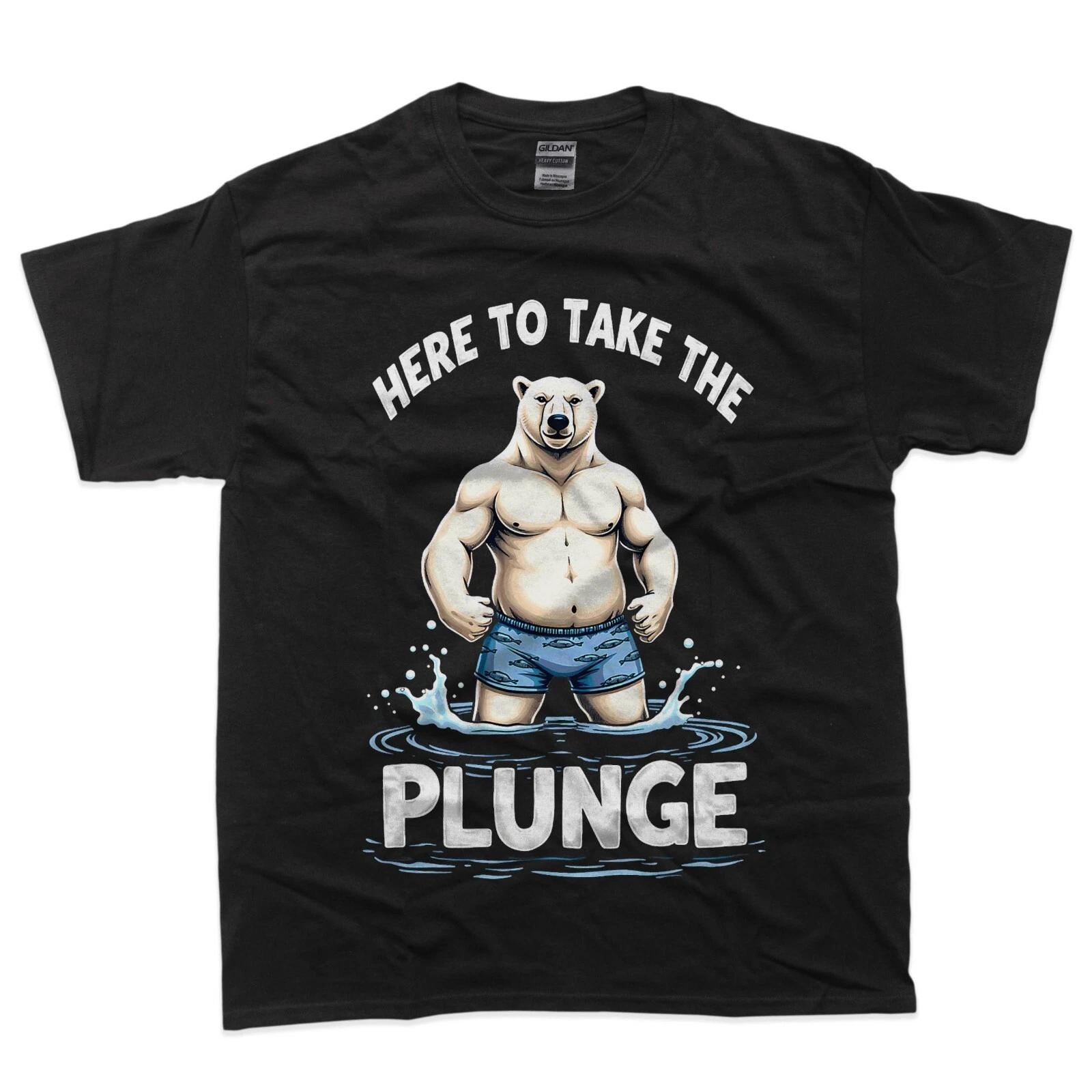 

Humor Here To Take The Plunge Winter Polar Bear T-Shirt S