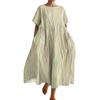 Abito da donna alla moda con stampa sfumata, scollo tondo, maniche corte, ampio e ampio taschino