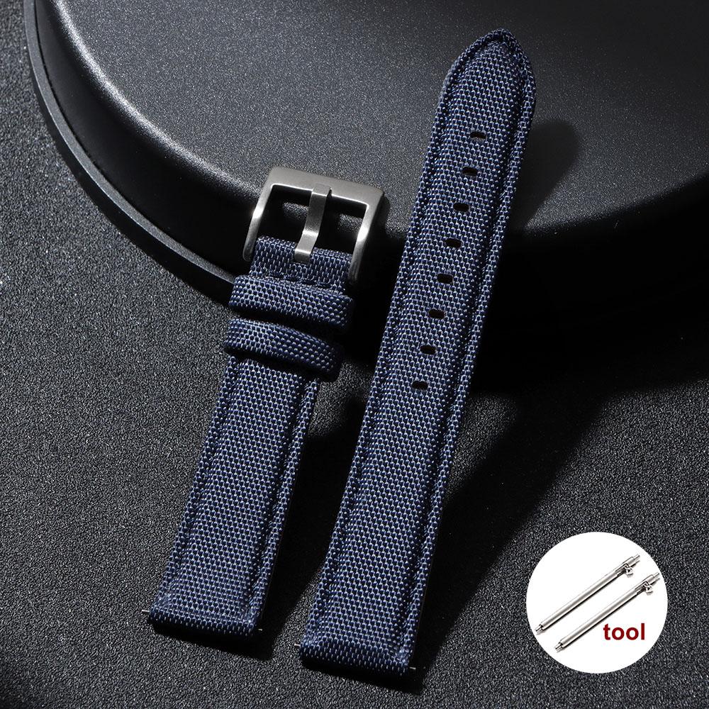 Nylon Leather Watch Strap 20mm 22mm Quick Release Spring Military Watchband  Army Green Bracelet with Black Clasp  Accessories