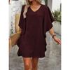 Summer Solid-color Loose Ruffled Flowing V-neck Dress