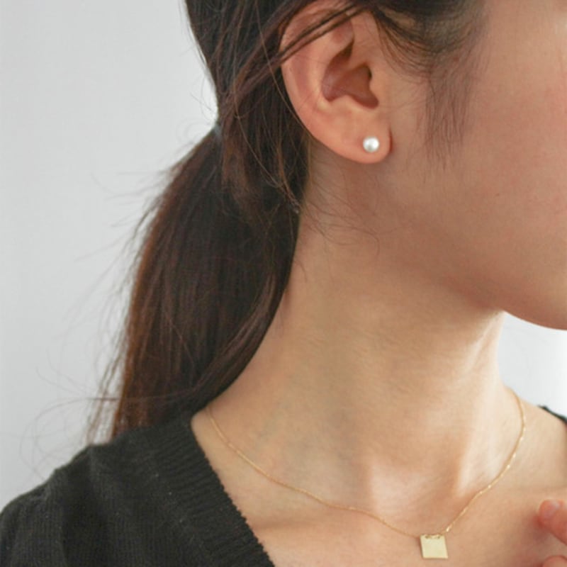 modernlike 14K gold-filled silver freshwater pearl piercing earrings 6mm