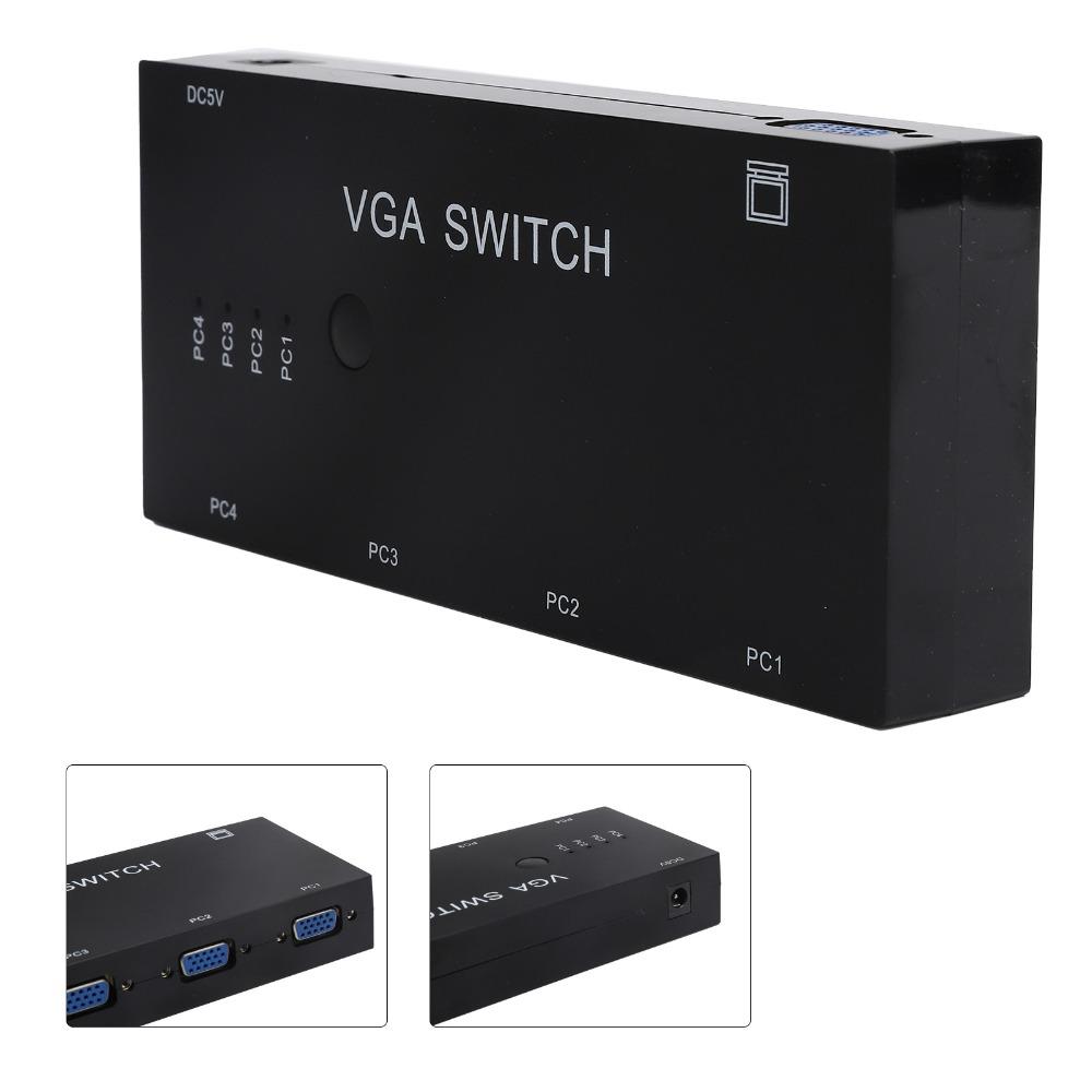 1920@1080P VGA-Umschalter 4-in-1-Ausgang HD-Video-Teiler VGA-Schaltbox für VGA/XVGA/SVGA/UXGA TV-Monitor