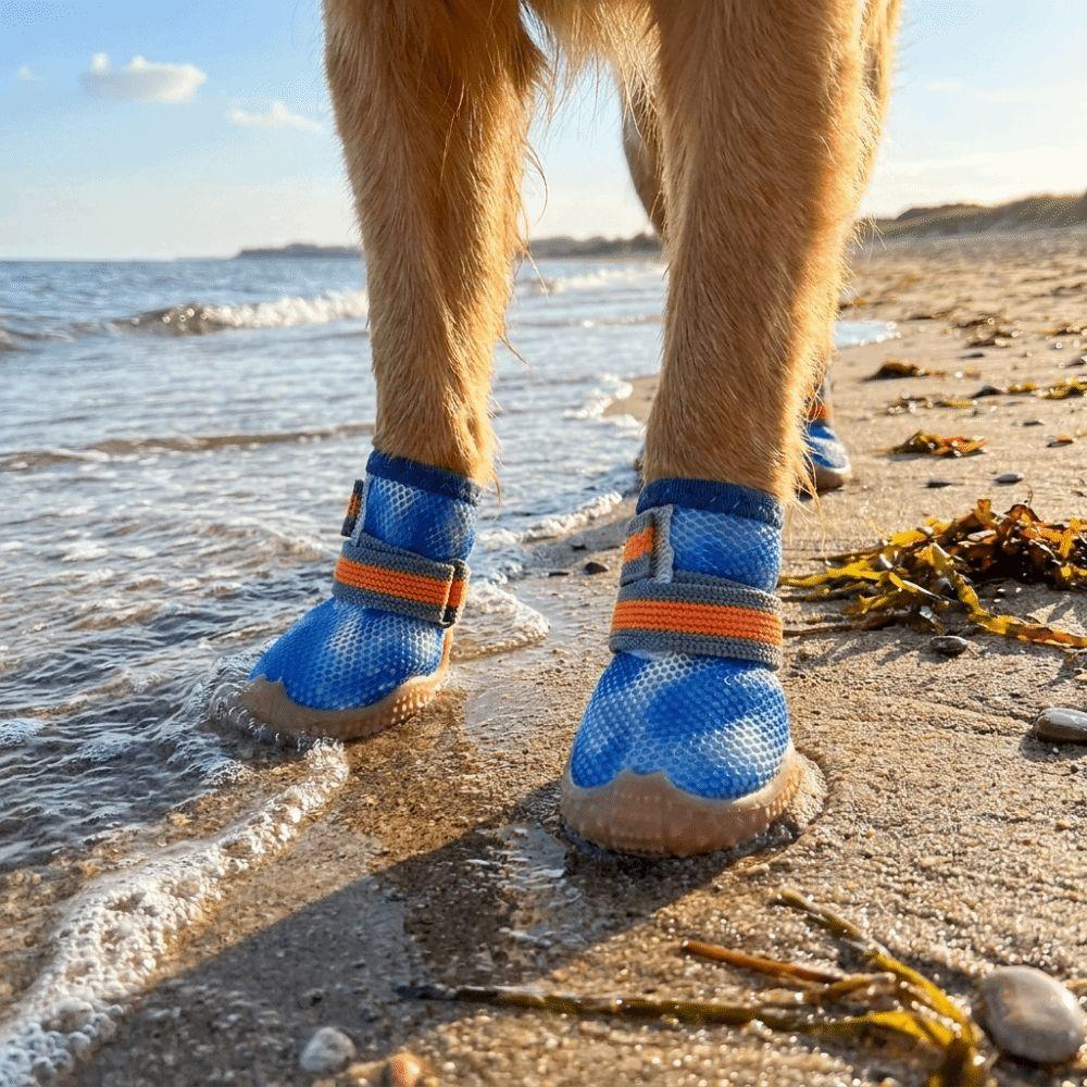 4 pcs/set Non-slip Dog Mesh Shoes Breathable Mesh Dog Sneakers Pet Net Boots  Outdoor Walking