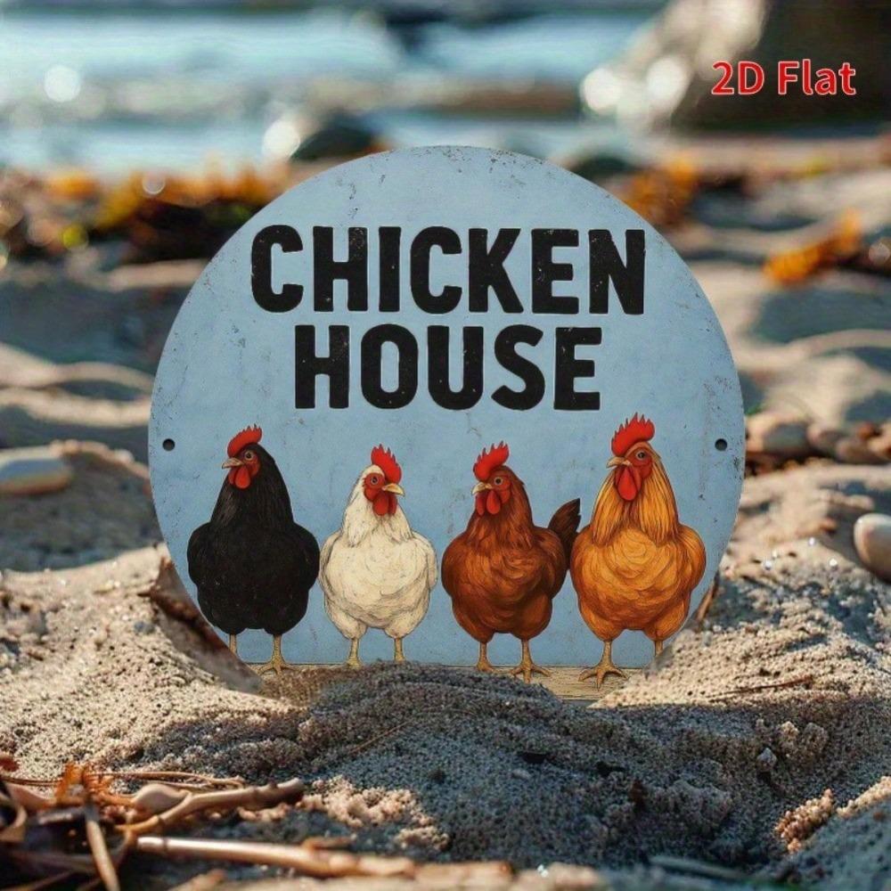 Vintage Chicken Coop Metal Sign Rustic Wall Art Round Iron Decor Home Office Cafe Garage Gift