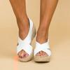 Damen Sommer Minimalistische Keilsandalen Offene Zehen Dicke Sohle Plateau Freizeit Sandalen Knöchelriemen Slingback Einfarbige Sandalen