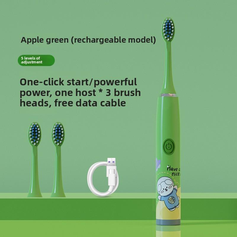 Children's Electric Toothbrush Cartoon Soft Hair IP6 Waterproof Sonic Vibration Rechargeable U-shaped Toothbrush