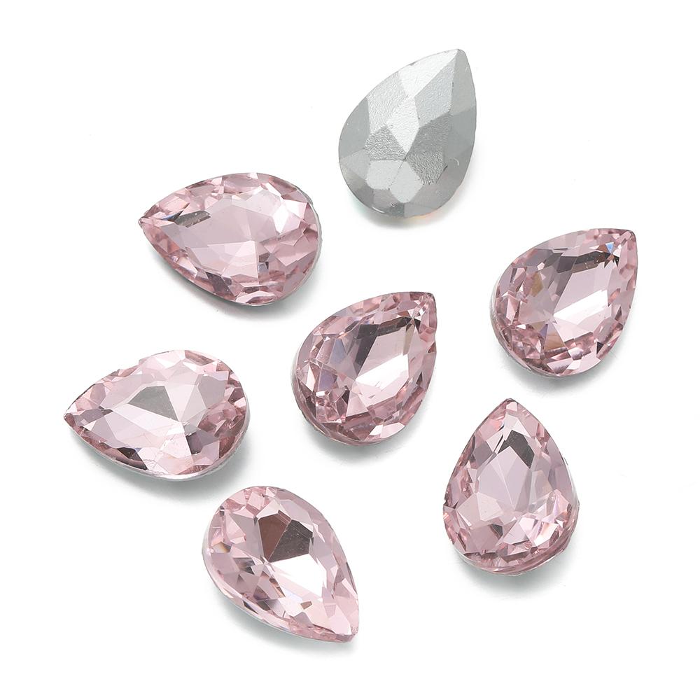 10 Stück/Los Tropfenförmige Glasperle Kristall Edelstein Spitze Rückseite Tropfenform Strasssteine Aufkleber Strassstein Für DIY Schmuckzubehör
