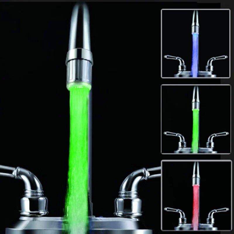 Grifo LED de 3 Colores Sensible a la Temperatura de la Luz Ahorro de Agua Luz de Chorro Aireador de Grifo Boquilla de Grifo Para Cocina Baño