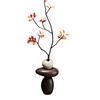 Stacked Rocks Shaped Vase with Artificial Branch, Resin Small Decorative Vase, Boho Modern Bud Vase for Living Room, Dining Table, Shelves