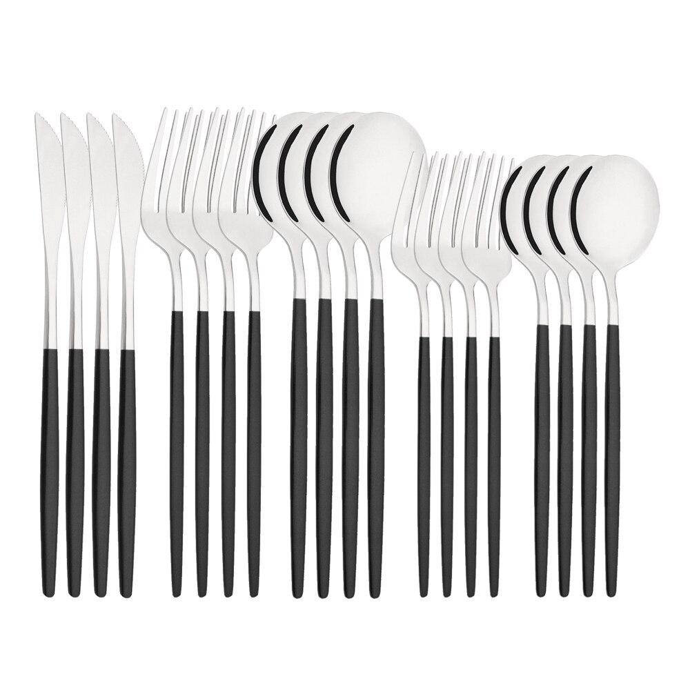 20Pcs/4Sets Stainless Steel Cutlery Tableware Mirror Polished Dinnerware Set White Gold Knife Fork Spoon Flatware Silverware Dinner Set