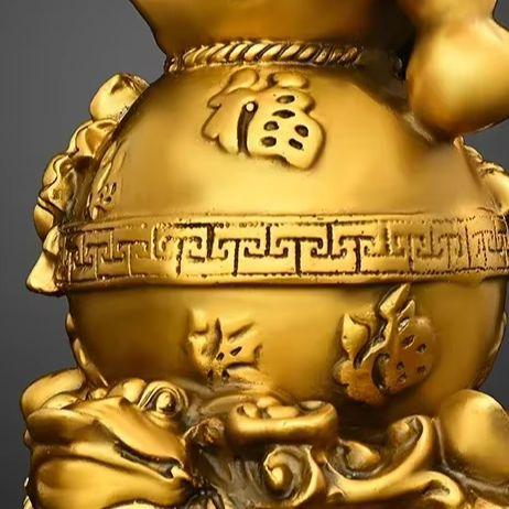 Feng Shui Copper Gourd Ornament Toad Hundred Blessings Gathering Living Room Entrance Shop Decor