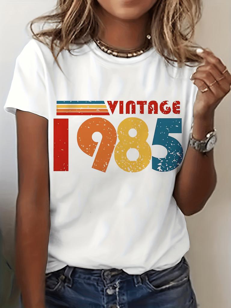 Edition 1985 40th Birthday Vintage Graphic Tshirt Unisexs Short Sleeve Crew Neck Casual With Retro Letter Print Aesthetic Clothes