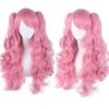 80cm Long Curly Cosplay Wig with 2 Ponytails Women Layered Wigs Pink Blue Gold Curly Wigs  Carnival