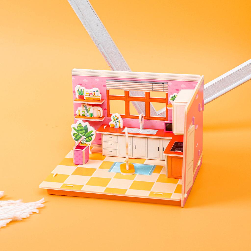 3D Stereo Puzzle House Room Playhouse Toy for Boys Girls DIY Handmade Kindergarten Eco-Friendly Paper Educational Puzzle WL-3161690