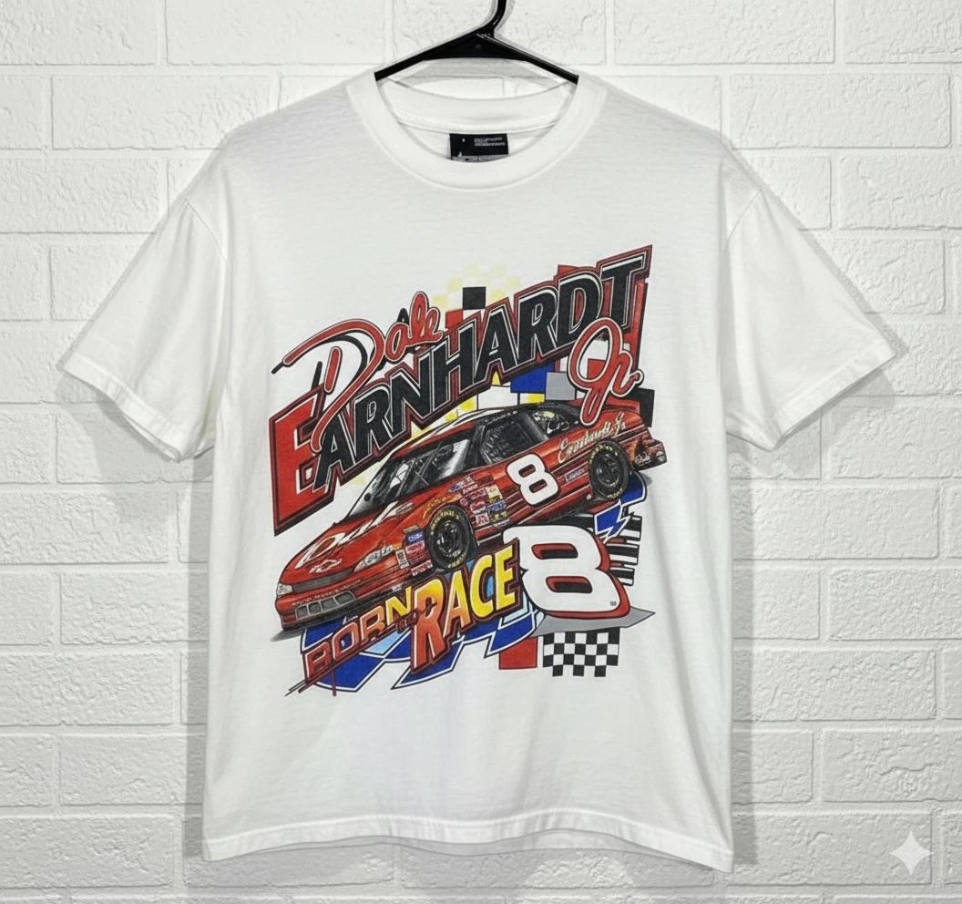 Dale Earnhardt Jr. #8 Born to Race NASCAR Graphic T-Shirt White - T705 S