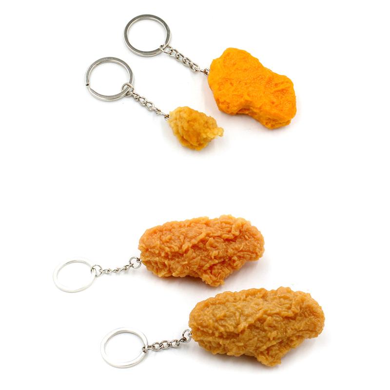 Lustiger gebratener Hühnerbein-Hühnerflügel-Schlüsselanhänger, kreativer Mini-Simulations-Lebensmittel-Anhänger mit Schlüsselring für Handtaschen-Geldbeutel-Zubehör