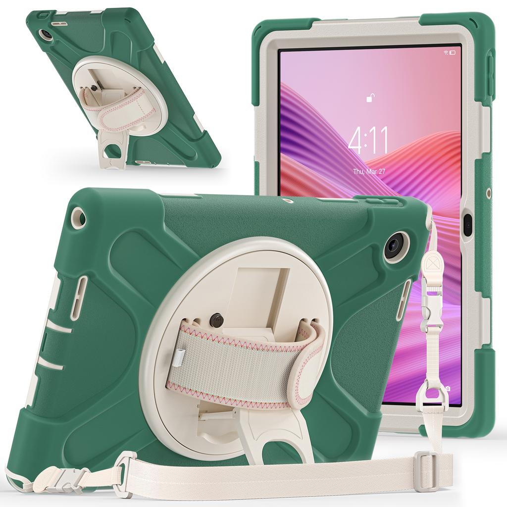 Rugged Case for Lenovo Tab 10.1 Inch 2025 K10C TB-311XU TB-311FU 360 Rotating Stand Heavy Duty Cover with Hand & Shoulder Strap