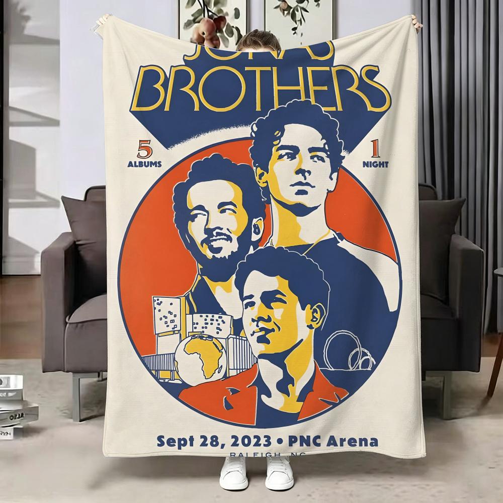 Music J-Jonas B-Brothers Throw Soft Warm Flannel Blanket, Multi-use Throw for Bed Sofa Office, Air Conditioning Nap Blanket