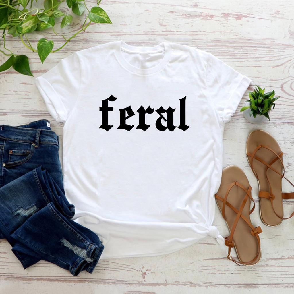 Feral T-Shirt Unisex Funny T Shirt Funny Quote T-Shirt Feral Tee Casual Short Sleeve Graphic T Shirts Cowgirl T-shirt Streetwear